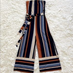 🤍Strapless Stripe Jumpsuit